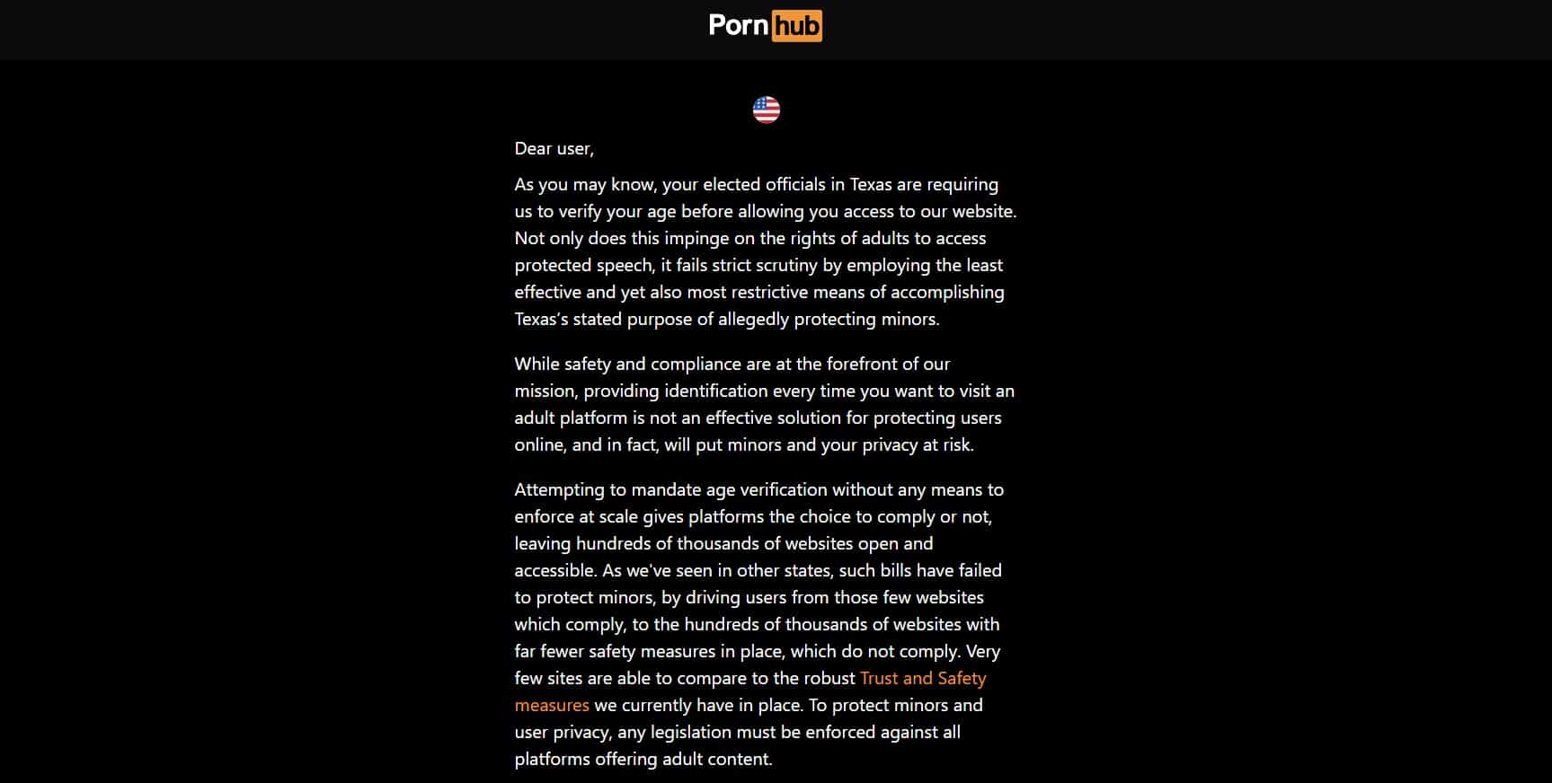 Pornhub Disabled in Texas over Age Verification Law